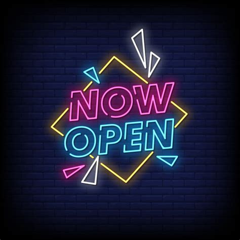 Now Open Neon Signs Style Text Vector 2418328 Vector Art at Vecteezy