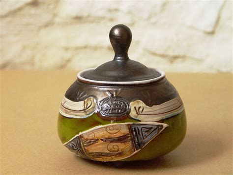 Handmade Pottery Sugar Bowl, Lidded Ceramic Sugar Cellar, Sugar box ...