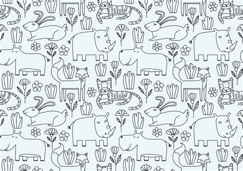 Cute seamless pattern with wild animals line art. 10257683 Vector Art at Vecteezy