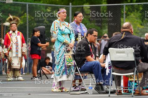 Male Native Americans Of Hochunk Nation Performing Pow Wow In Front Of ...