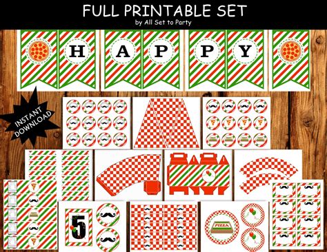 Pizza Party Birthday Decorations Full Printable Set-kit | Etsy