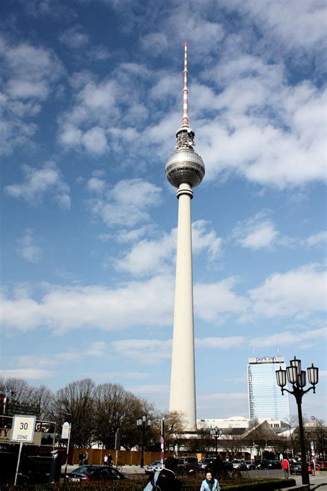 The Fernsehturm (East German TV Tower) There is a revolving restaurant ...