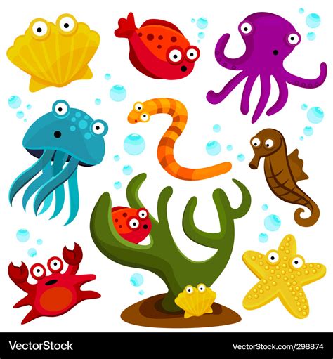 Sea creatures Royalty Free Vector Image - VectorStock