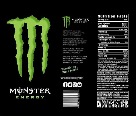 Monster Energy Drink Label in Black and Neon Green