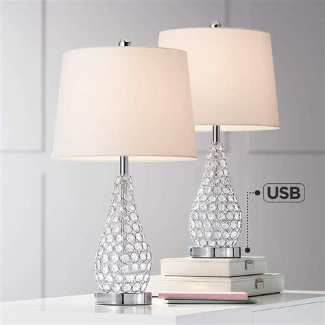 Sergio Chrome Accent Table Lamp with USB Port Set of 2 - #39K62 | Lamps Plus