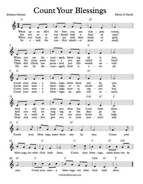 Free Lead Sheet – Count Your Blessings – Michael Kravchuk