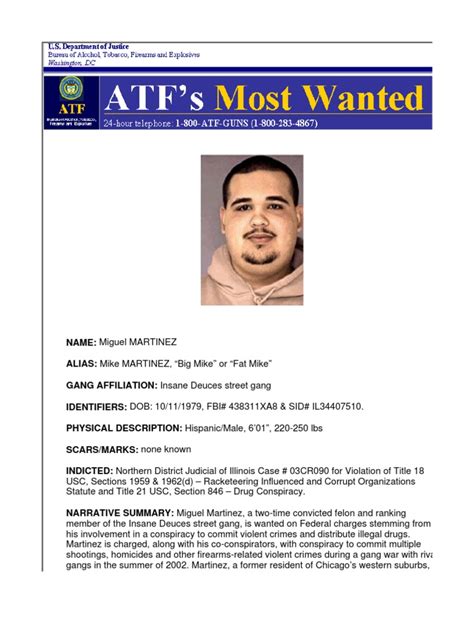 Martinez Miguel ATF Most Wanted | PDF