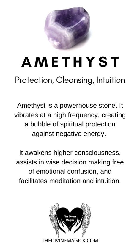 Amethyst Crystal Meaning Card | Amethyst crystal meaning, Best healing ...