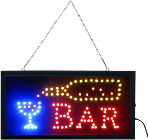 Black Color Bar DK_SJ LED Neon Open Sign 19.7x9.5 Arrow Shape Size Red ...