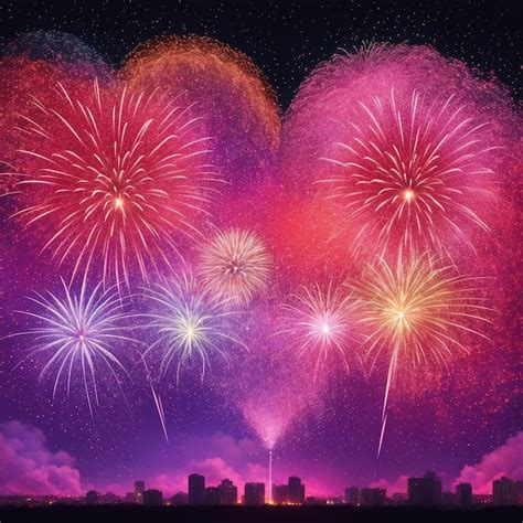 Premium AI Image | colorful heart shaped fireworks in the night sky