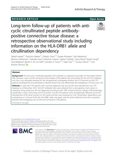 (PDF) Long-term follow-up of patients with anti-cyclic citrullinated peptide antibody-positive ...