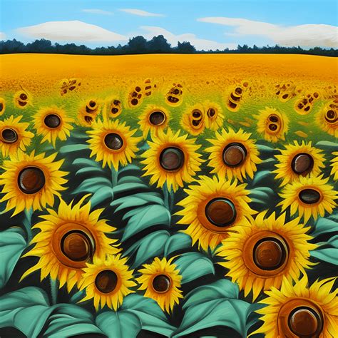 Sunflower Field Painting · Creative Fabrica