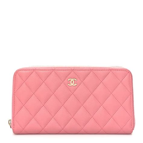 CHANEL Caviar Quilted Zip Around Wallet Pink 1293491 | FASHIONPHILE