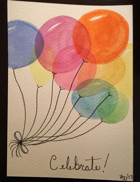 Birthday Balloon watercolor card | Watercolor birthday cards, Watercolor cards, Painting birthday