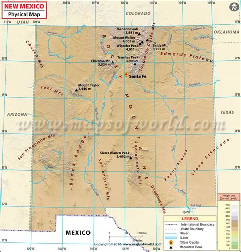 Physical Map of New Mexico | New Mexico Physical Features