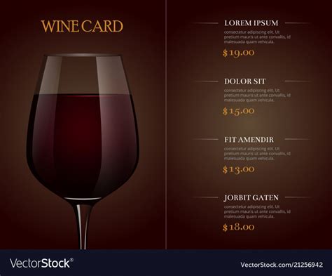 Wine Card Menu Template With Realistic Glass Of Wine Tasting Menu Template Doc | Minasinternational