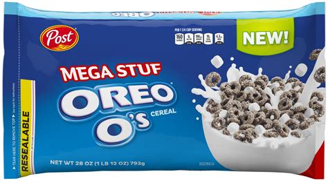 Post, Oreo O's Breakfast Cereal, Mega Stuf with Marshmallows, 28 Oz Bag ...