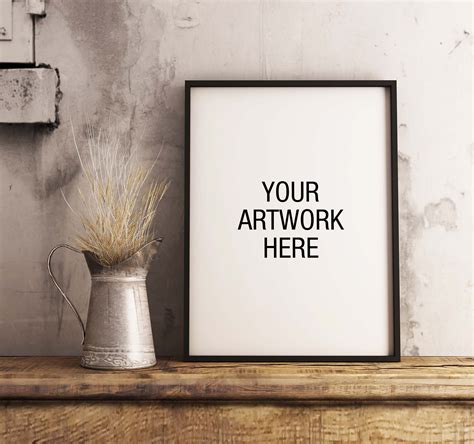 Free Industrial Interior Poster Frame Mockup (PSD)