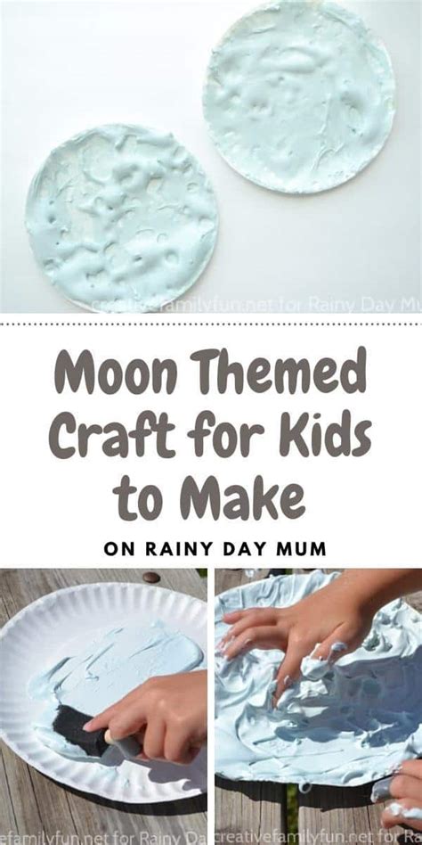 Homemade Puffy Paint Moon Paper Plate Craft for Kids