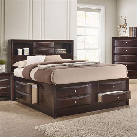 Crown Mark Emily Contemporary Queen Captain's Bed with Bookcase ...