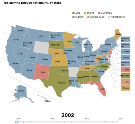 Top arrival refugee nationality, by U.S. state | U.s. states, United states map, Map