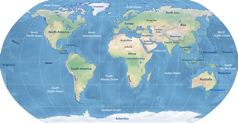 Political Map Of World Showing Continents And Oceans - Eudora Rosabelle