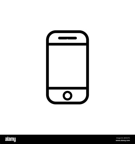 Smart phone, mobile phone icon outline in black on isolated white ...