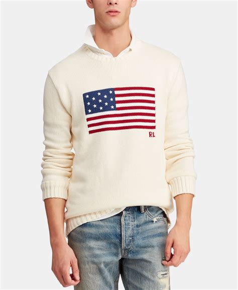 Polo Ralph Lauren Men's American Flag Cotton Sweater & Reviews - Sweaters - Men - Macy's | Men ...