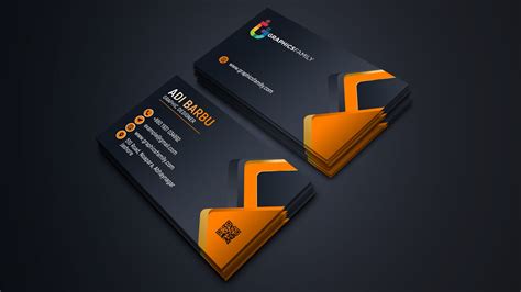 Visiting Card Design with Black and Orange – GraphicsFamily