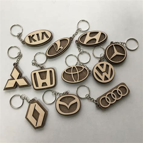 Laser Cut Car Logo Keychains Wooden Car Key Rings Free Vector | Wooden car, Car key ring, Wood ...