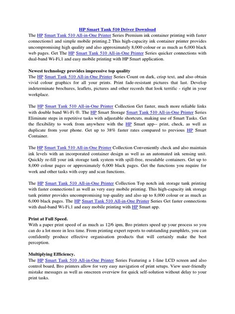 HP Smart Tank 510 Driver Download | Printer (Computing) | Desktop Computer