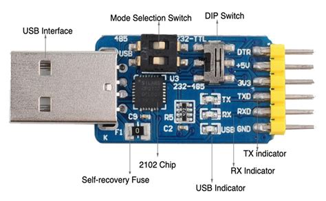 DIYmalls CP210x Series 2102 USB to TTL Serial Module 6 in 1 USB to RS485 RS232, TTL to RS232 ...