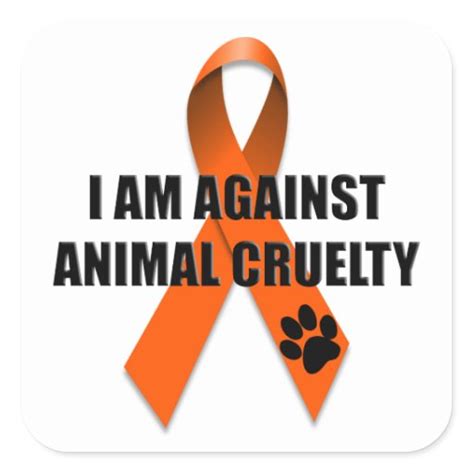 Against Animal Cruelty Orange Awareness Ribbon Square Sticker | Zazzle