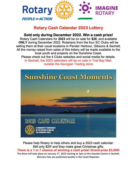 2023 Calendars on sale in December | Rotary Club of Sechelt