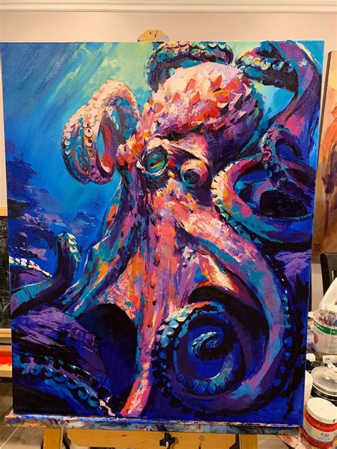 “King Octopus”, Acrylic on 24x30” Canvas : r/painting