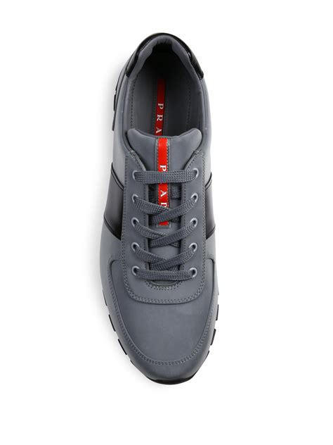 Lyst - Prada Reflective Leather & Nylon Running Sneakers in Black for Men