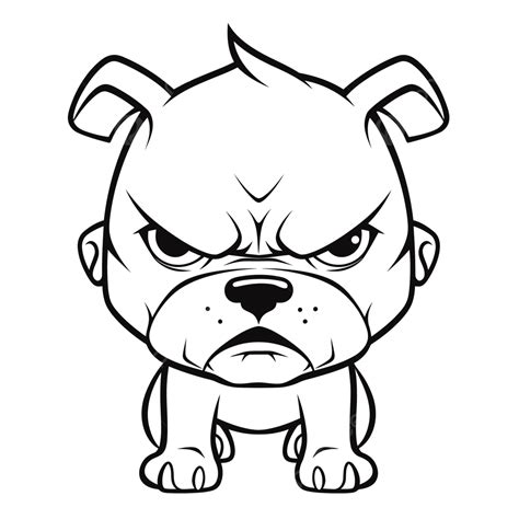 Cartoon Angry Bulldog On White Background Outline Sketch Drawing Vector, Drawing Clipart ...