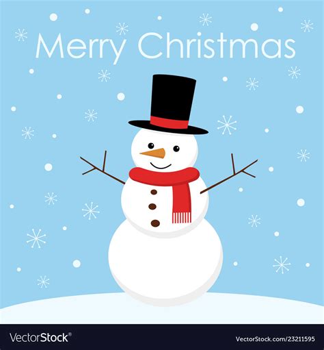 Greeting christmas card with a cute snowman Vector Image