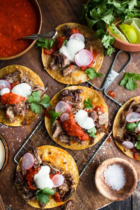 Carnitas Tostadas with Hatch Red Chile Salsa - The Original Dish