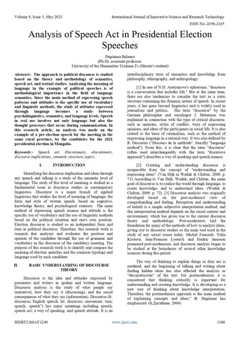 Analysis of Speech Act in Presidential Election Speeches