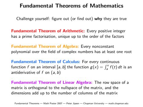 Fundamental Theorems of Mathematics