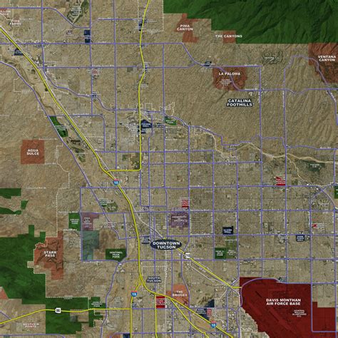 2018 Tucson Rolled Aerial Map - Professional Print Scale (48''x51.5 ...