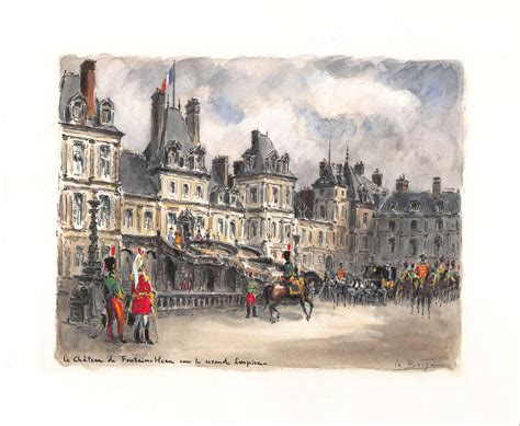 French Watercolor Painting of The Royal Château of Fontainebleau | French paintings ...