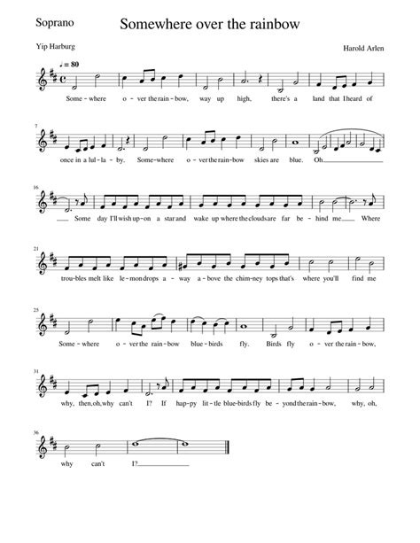 Somewhere over the rainbow-Soprano Sheet music for Soprano (Solo ...