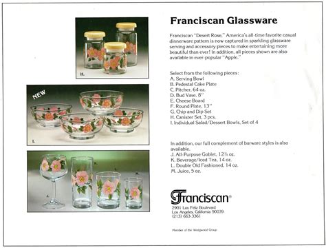 Desert Rose and Apple Glassware by Franciscan – Franciscan Ceramics Archive