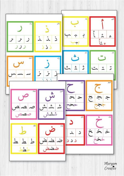 Arabic flashcards letters positions printable alphabet | Etsy Alphabet ...