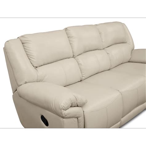 Farrell Almond Leather Dual Reclining Sofa | Furniture.com