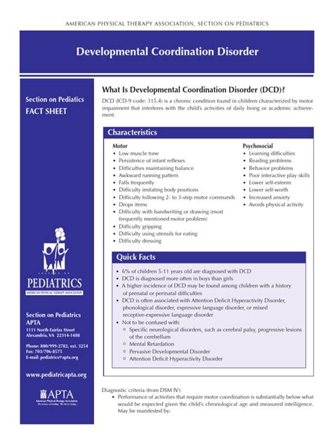 Developmental Coordination Disorder: Pediatrics