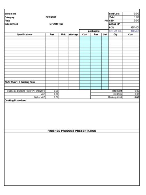 Food Cost Sheet | PDF