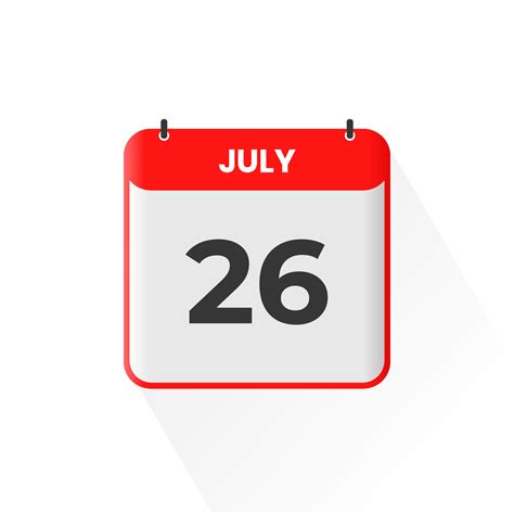 26th July calendar icon. July 26 calendar Date Month icon vector ...